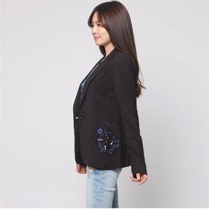 Desigual Black Embroidered Blazer size M